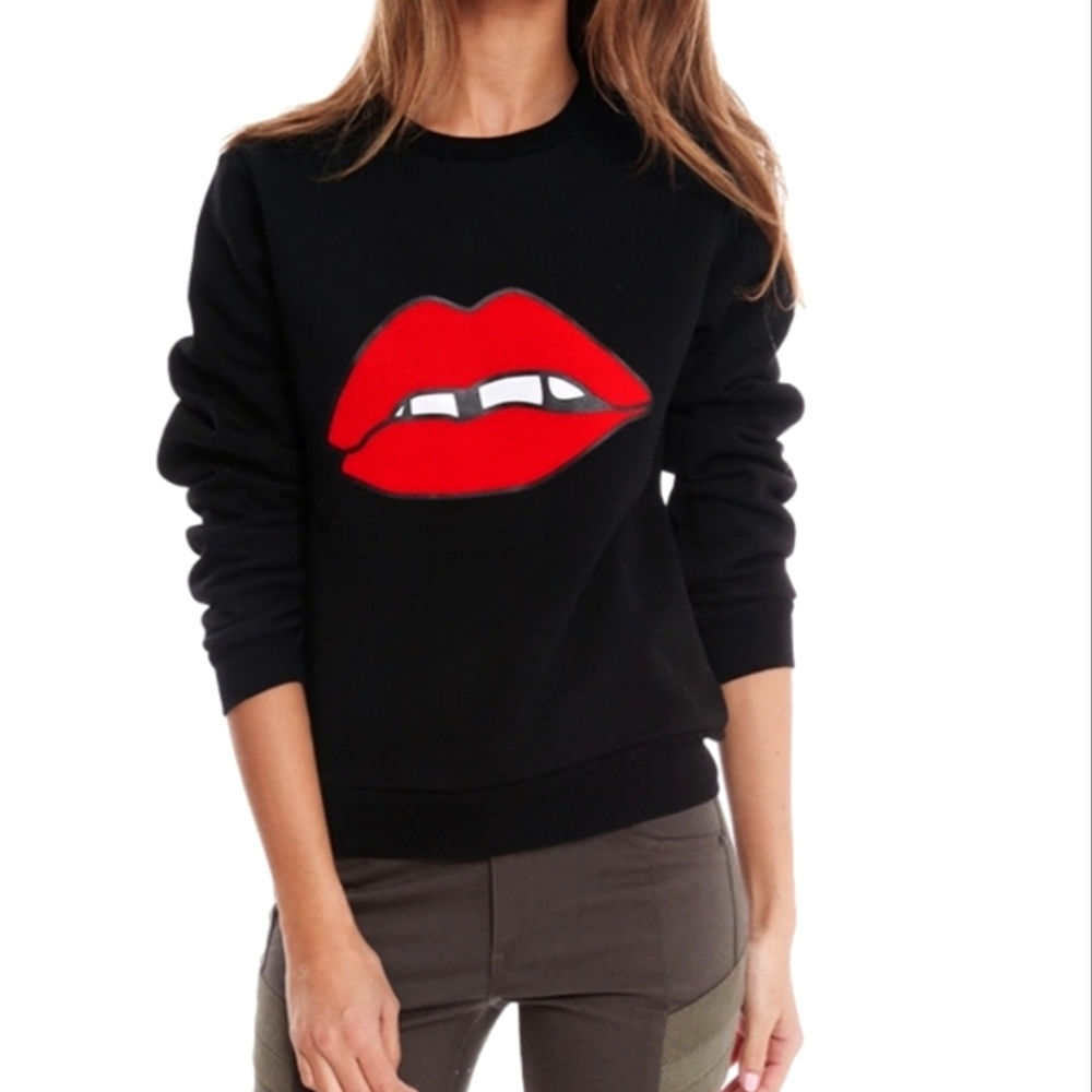 American Retro Kiss black pullover sweater women's size 0